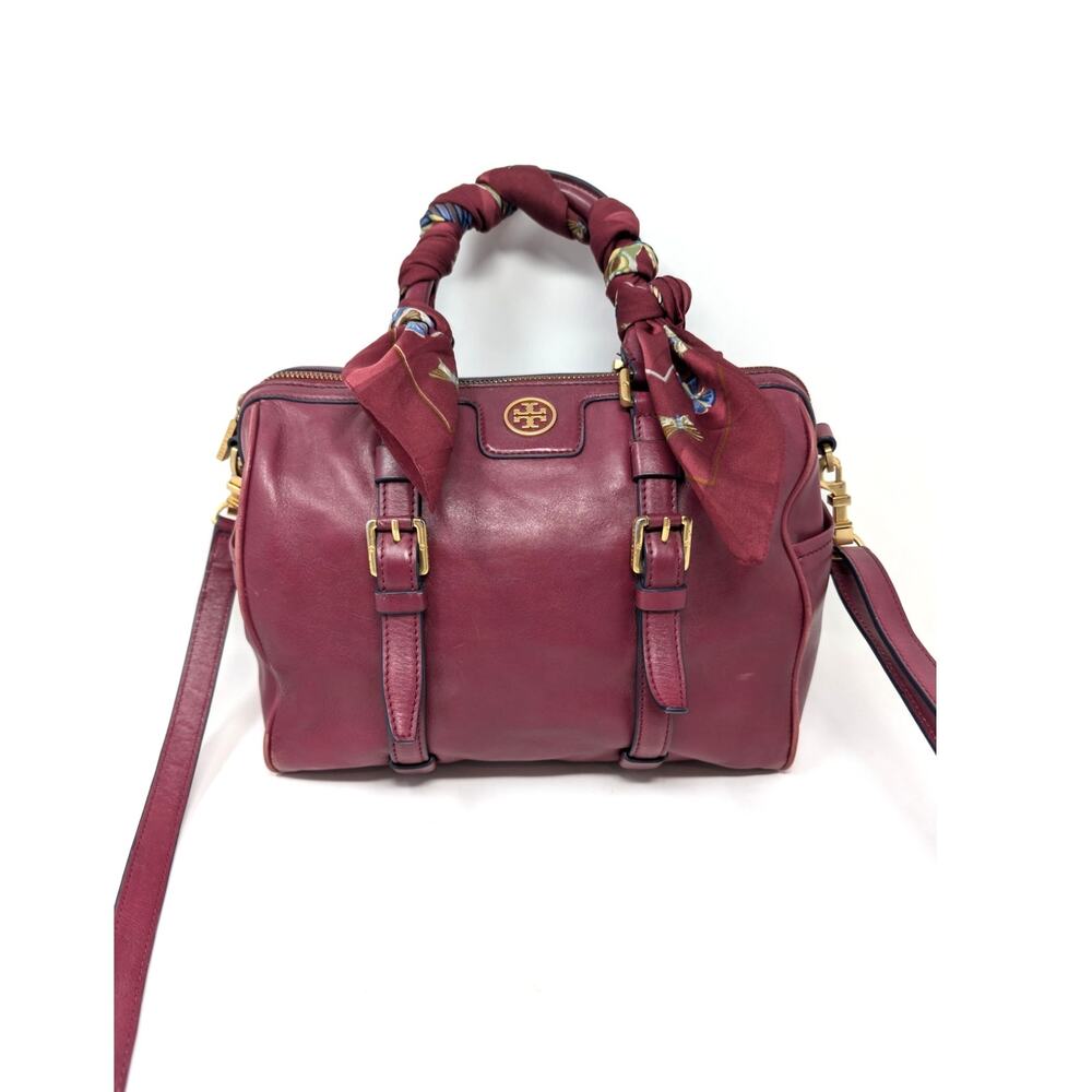 Tory Burch Burgundy Red Leather Satchel Crossbody Bag Classic